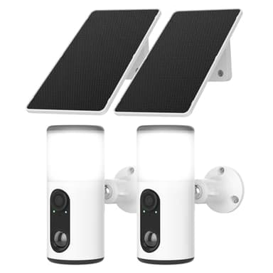 ANRAN Solar Security Cameras Wireless Outdoor with Light,2K Porch Floodlight Camera with Color Night Vision & AI Motion Detection,2-Way Talk Spotlight Siren Alarm,Compatible with Alexa,2PCS