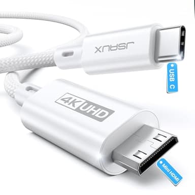 JSAUX USB C to Mini HDMI Cable 3FT (NOT HDMI), High Speed 4K Type C to Mini HDMI (4K@30Hz/2K@60Hz/1080P) Uni-Directional Cord Compatible with Portable Monitor, Steam Deck, Laptop, Phone, MacBook, iPad