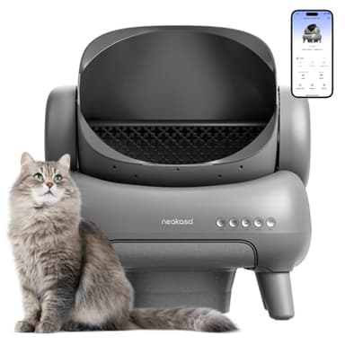 Neakasa M1 Plus Open-Top Self-Cleaning Cat Litter Box, 360° Safety Sensors, Advanced Odor & Leak Control, Automatic for Large & Multi-Cat Homes, Litter Mat & 2 Rolls Refill Bags Included