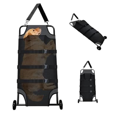 Portable Foldable Dog Stretcher for Large Dogs, 45 x 22 Inch Animal Carry Stretcher for Emergency Use, 300lbs Capacity Pet Transport Stretcher with Waterproof PVC Mesh