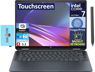 HP Spectre x360 AI Powered 2-in-1 Laptop 14.0" Touchscreen OLED 2.8K Display (Intel Ultra 7-155H, 32GB LPDDR5X, 1TB PCIe SSD, Active Pen, Backlit KB, Fingerprint, Win 11 Pro) w/DKZ USB Port Expander