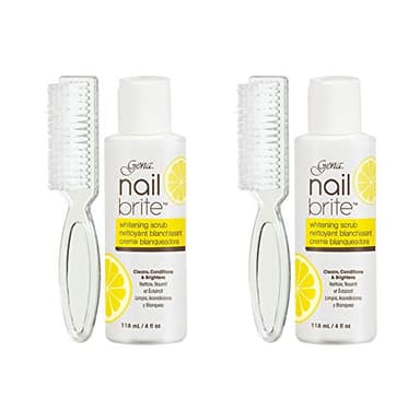 Gena Nail Whitening Scrub with Brush – Nail Whitener for Yellow Nails, Stain Remover & Brightener for Yellowing Discolored Nails, Lemon Scent, 4 oz, 2-Pack