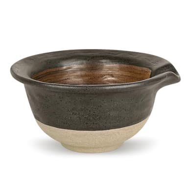 Linkidea Inside Rough Ceramic Texture Shaving Bowl, Shaving Soap Lather Cup for Men, Beard Wet Razor Shave Cream Bowl (Black), RAC5-01