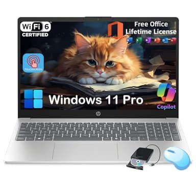 HP Flagship 15.6 Touchscreen Laptop Computer - w/MS Office Lifetime • Intel 13th Gen Core i3 (Up to 4.5GHz) • HD Touch Display • for Business & Student • AI Copilot • Win 11 Pro (64GB RAM | 2TB SSD)