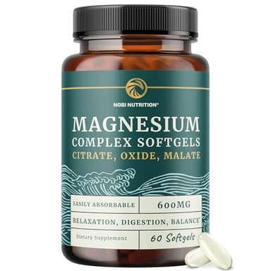 Triple Magnesium Softgels | Citrate, Malate, & Oxide | Highly Absorbable Magnesium Supplement for Digestion, Calm, Leg Cramps, & Sleep Support | 300mg Complex | Easy to Swallow Soft Gels | 60 Count