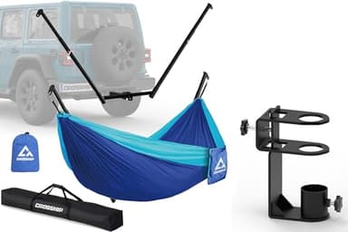 CROSSHIP Hitch Mount Hammock Stand with Umbrella & Flagpole Holder for Hitch Mount