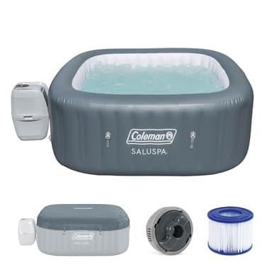 Coleman Hawaii 4 to 6 Person Inflatable Hot Tub, Square Energy-Efficient Portable Outdoor Spa with 140 AirJets, 71" x 28"
