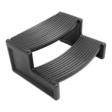 HECASA 2-Step Spa Step Hot Tub Universal Outdoor Indoor Step Stool Pool Ladder Plastic Slip Resistant Striped - Black