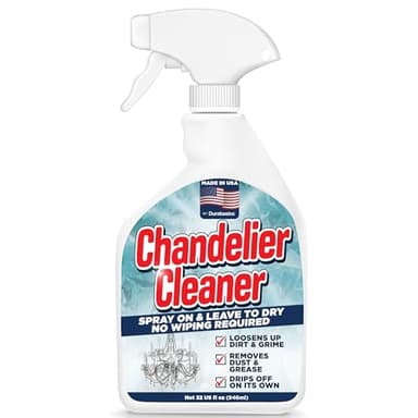 Durabasics 32oz Chandelier Cleaner Spray – Chandelier Cleaner Drip Dry No Wipe for Light Buildups – Streak-Free Glass Cleaner – Helps Loosen Dirt & Grime – Multi-Surface Use – Made in USA