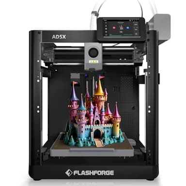 FLASHFORGE AD5X Multi-Color 3D Printer with IFS, 600mm/s High Speed, 300°C High Temp Direct Extruder, Fully Auto Leveling, All Metal CoreXY,4-Color Printing for PLA-CF,PETG-CF, 220x220x220mm