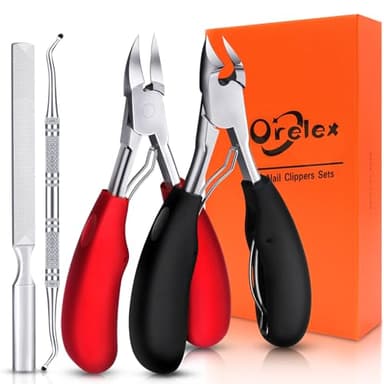 Orelex Toenail Clippers for Seniors Thick Toenails, Podiatrist Toenail Clippers, Professional Nail Clippers, Ergonomic Non-Slip Long Handle, Toe Nail Clippers for Men Women Elderly