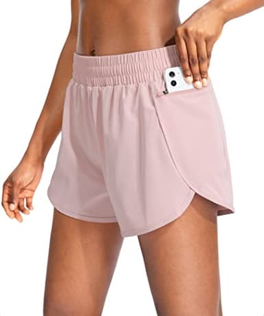 Soothfeel Womens Running Shorts with Zipper Pockets High Waisted Athletic Gym Workout Shorts for Women with Liner
