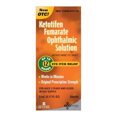 Armas Allergy Eye Drops, Itch Relief, Works in Minutes, Relief for Up to 12 Hours, Prescription Strength, Ketotifen Antihistamine Solution, 30 Day Supply, 0.17 Fl Oz