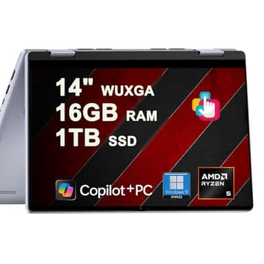 Dell Inspiron 14 7445 2-in-1 Laptop 14" WUXGA Comfortview Touch AMD 6-core Ryzen 5 8640HS (>i7-1355U) 16GB DDR5 1TB SSD Backlit for Designer Business Professional Work Win11Pro Copilot AI