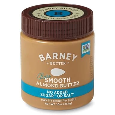 Barney Butter Almond Butter, Bare Smooth, 10 Ounce Jar, No Added Sugar or Salt, Skin-Free Almonds, No Stir, Non-GMO, Gluten Free, Keto, Paleo, Vegan