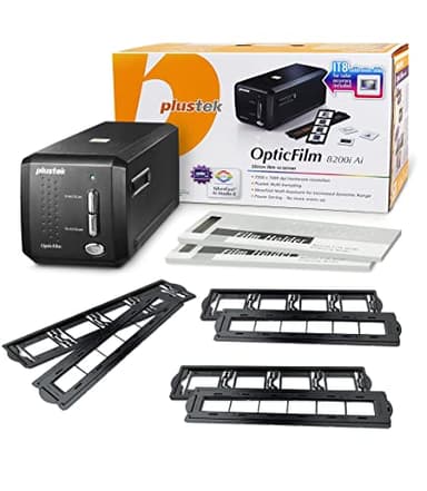 Plustek OpticFilm 8200i Ai Film & Slide Scanner Converter + 35mm Mounted Slide Holders kit + 35mm Negative Film Stripe kit