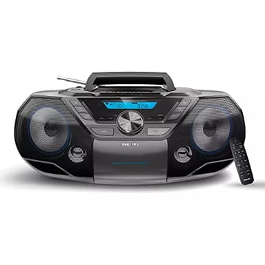 Philips Portable CD Player Boombox Bluetooth with Cassette Player All in one Powerful Stereo Boom Box CD Player for Home Mega Bass Reflex Speakers, Radio/USB/MP3/AUX Input with Backlight LCD Display