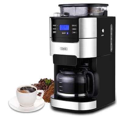 Gevi 10-Cup Coffee Maker with Built-in Burr Grinder, Programmable Timer, 1.5L Water Tank, Reusable Filter & Warming Plate – Drip Coffee Machine for Fresh Ground Coffee