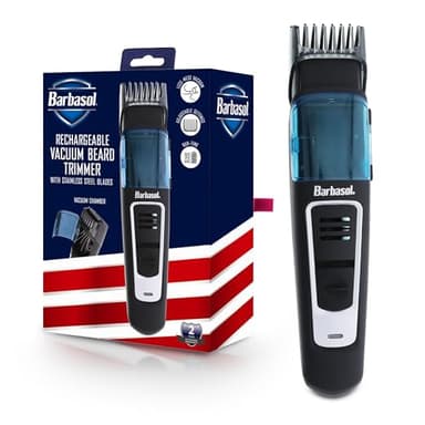 Barbasol Vacuum Trimmer for Men, Cordless Vacuum Beard Trimmer & Hair Clippers, Rechargeable 50 Minute Run-Time, 10 Adjustable Comb Length Settings, Stainless Steel Blades, Xtreme Mess-Free Clippers