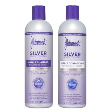 Jhirmack Silver Brightening Purple Shampoo and Conditioner Set for all types of silver, grey, and blonde hair
