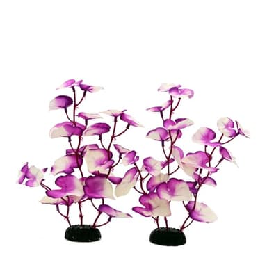 DVHEY Silk Aquarium Plants for Betta Fish Tank, 2 Pcs 8 Inch Small Silk Aquarium Plant Aquatic Water Grass Decoration,Purple-White