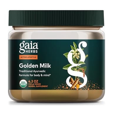 Gaia Herbs Golden Milk - Traditional Relaxation Support Supplement Powder with Organic Turmeric, Black Pepper, Ashwagandha, Cardamom & More for an Ayurvedic Cup of Calm* - 4.3 Oz (About 35 Servings)
