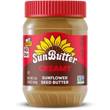 SunButter Creamy Sunflower Seed Butter, 16 oz Nut-Free Spread with 7g Plant-Based Protein, Roasted Rich & Savory Flavor, Smooth Texture | Vegan, Kosher & Non-GMO