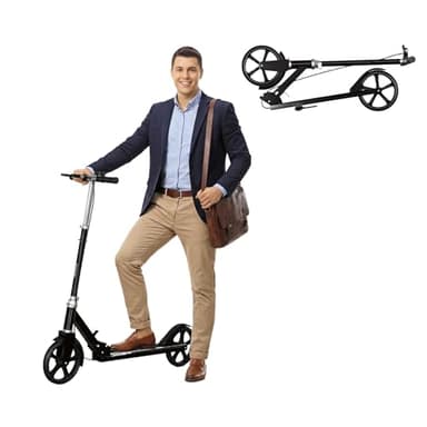 Scooters for Kids 9-25, Teens & Adults - Foldable Commuter Scooter with Bell, Hand Brake & Adjustable Height, 260 LB Weight Capacity, Perfect for School, Campus, Park Rides