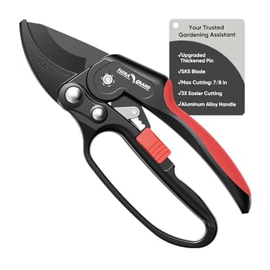 FLORA GUARD Ratchet Pruning Shears, Pruning Shears with Reinforced Structure, 3x Cutting Power, Sharp Gardening Scissors for Branches up to 7/8 in, Ideal for Weak Hands
