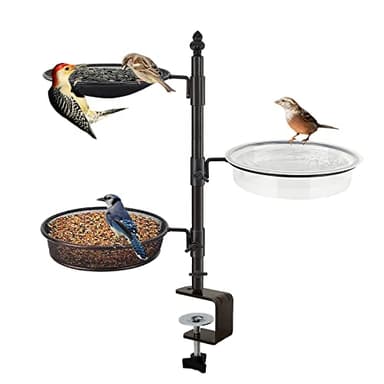 Balcony & Porch Deck Railing Bird Feeder - 3 Tray, Bath Spa, Great for Attracting Wild Bird