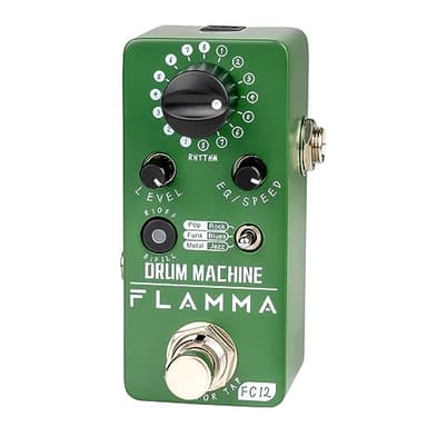 FLAMMA FC12 Drum Machine Guitar Pedal Drum Pedal with Real-Time FILL Function, Guitar Effect Pedal with 48 Drum Grooves 6 Music Styles & Tap Tempo EQ Presets, 44.1kHz/24Bit Mini Pedal
