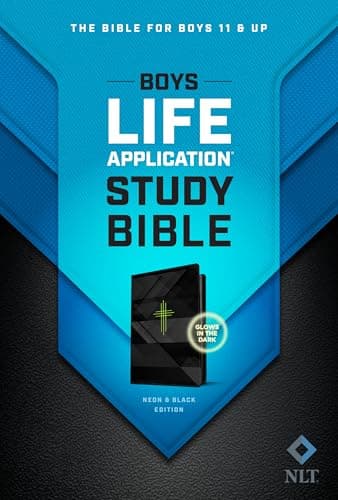 Tyndale NLT Boys Life Application Study Bible, TuTone (LeatherLike, Neon/Black NLT Study Bible for Boys, Foundations for Your Faith Sections