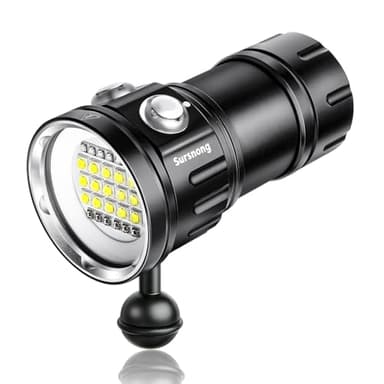 Sursnong Noctilume N15 6000 Lumens Dive Light - Professional Underwater Video Light with 90 CRI, 6500K White Light, for Scuba Diving/Underwater Photography/Videography (IP68 Waterproof, 80m Depth)
