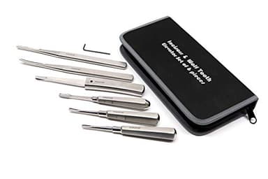 Zikimed Equine Dental Incisors & Wolf Tooth Elevator Set of 6 Pcs Stainless Steel with Zipper Case