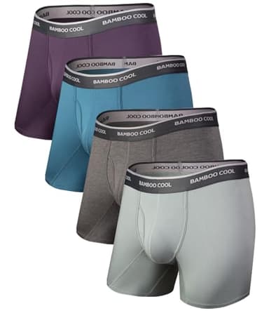 BAMBOO COOL Men's Underwear Soft Breathable Stretch Classic Boxer Briefs with Fly,Multipack