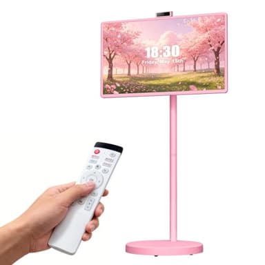 VLH 32″ FHD Smart Portable Tv on Wheels, Touch Screen Rolling Tv Tablet with Camera, Google EDLA-Certified, Built-in 38400mAh Battery, Mobile Wireless TV with Rolling Stand and Remote for Smart Home