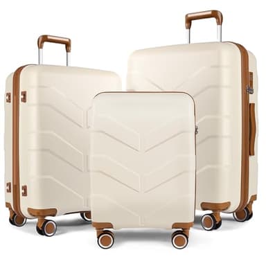 TILYMOL Luggage Sets 3 Piece with Spinner Wheel, Hardside Suitcase Set with TSA Lock, Expandable Lightweight Travel Luggage for Men and Women, White