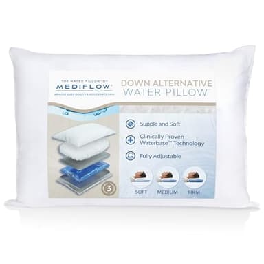 Mediflow Down Alternative Water Pillow – Adjustable for Neck Pain Relief, Side, Back, and Stomach Sleepers, The Original Inventor of The Water Pillow