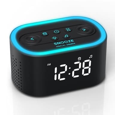 Reacher Digital Alarm Clock & White Noise Sound Machine, 21 Soothing Sounds, 7 Wake Up Sounds, 8 Night Lights, 32-Level Volume, 9 Sleep Timer, Memory Function for Adult, Kid, Bedside, Bedroom