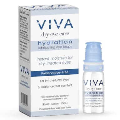 Amcon Viva Hydration Eye Drops | Preservative-Free Dry Eye Relief | Instant Moisture | 0.33 Fl Oz (10 mL)