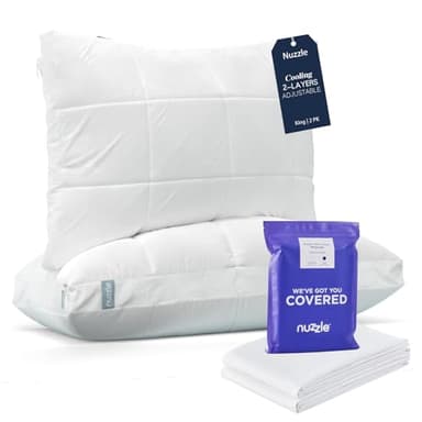 Nuzzle Cooling Adjustable King Size Pillows and Pillowcases