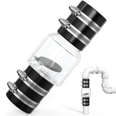Silent Check Valve 1-1/2 Inch with Clear Body & Spring-Loaded Flapper, Buna-N Couplings & Stainless Steel Clamps - for Sump Pump Backflow Prevention, Quiet Operation, Extends Pump Life
