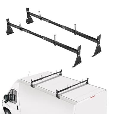 Colinktool Universal Van Ladder Roof Racks, Adjustable Van Roof Ladder Racks with Cargo Roller Compatible with 1996-Up Chevy Express Fullsize and Vans with Rain Gutter,Black-2Pack