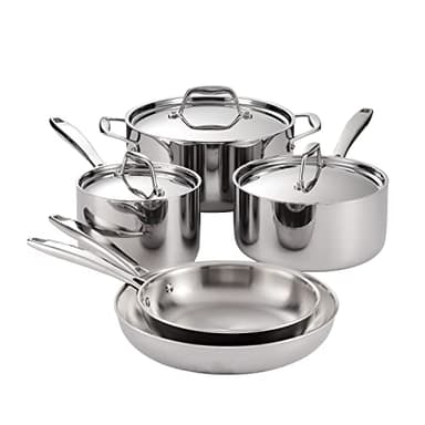 Tramontina Signature Tri-Ply Clad Stainless Steel 8-Piece Cookware Set with Lids, Pots and Pans Kitchen Set, Induction-Ready, Dishwasher-Safe, NSF-Certified, Made in Brazil