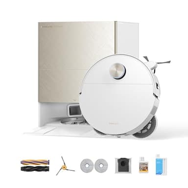 DREAME X60 Max Ultra Complete Robot Vacuum and Mop, Ultra-Thin Design, 35,000Pa Suction, Self Emptying&Refilling, Mop Self-Cleaning, 280+ Obstacle Avoidance, White