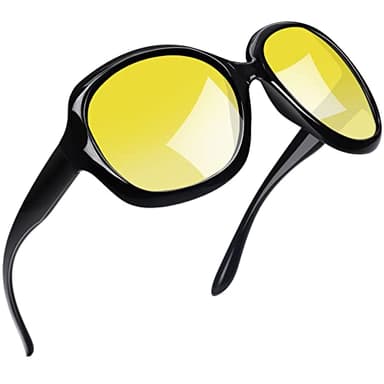Joopin Oversized Night Driving Glasses for Women, Large Night Vision Glasses for Driving, Ladies UV Protective Yellow Glasses for Nighttime