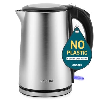 Cosori Electric Kettle, No Plastic Inner Lid, Filter & Spout, Stainless Steel Tea Kettle, Automatic Shut Off & Boil-Dry Protection, Durable Tea Kettle Boiler & Heater, 1.5L/1500W, Silver