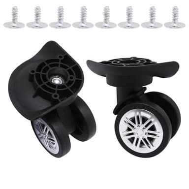ZHMEINA Luggage Wheels Replacement Kit, Suitcase Wheels Replacement with Screws, 360° Rotation Spinner Wheel, Mute Double Row Swivel Wheel for Luggage Suitcase Trolley (Black, 2PCS)