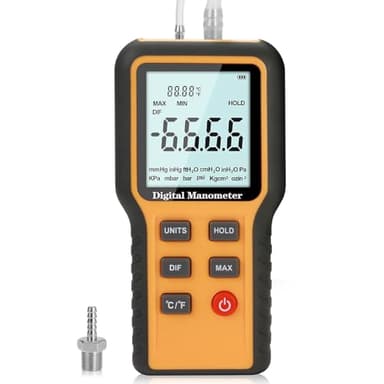 Manometer, Professional Air Pressure Meter, Dual-Port Gas Pressure Tester,
