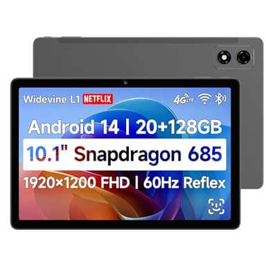 BNCF 10.1 inch Snapdragon 685 Android 14 Tablet, FHD IPS 1920x1200 Resolution 60Hz Reflex Bpad 10 Pro with Widevine L1, 20GB+128GB(1TB TF), 5MP+5MP Camera, 4G LTE+2.4G/5G WiFi+BT5.0+GPS, 6500mAh